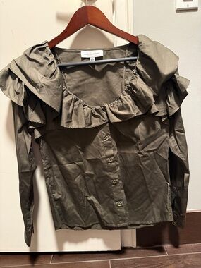 Something Navy Ruffle Button Down